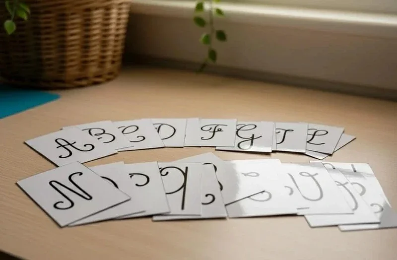 Kit de 26 cartes alphabétiques majuscules cursives