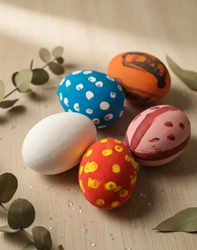 5 oeufs décorés Pâques