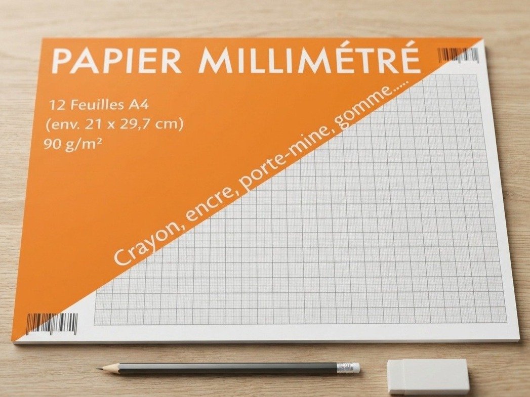 Pochette 12 feuilles millimétrées 21x29.7 cm 90g/m²
