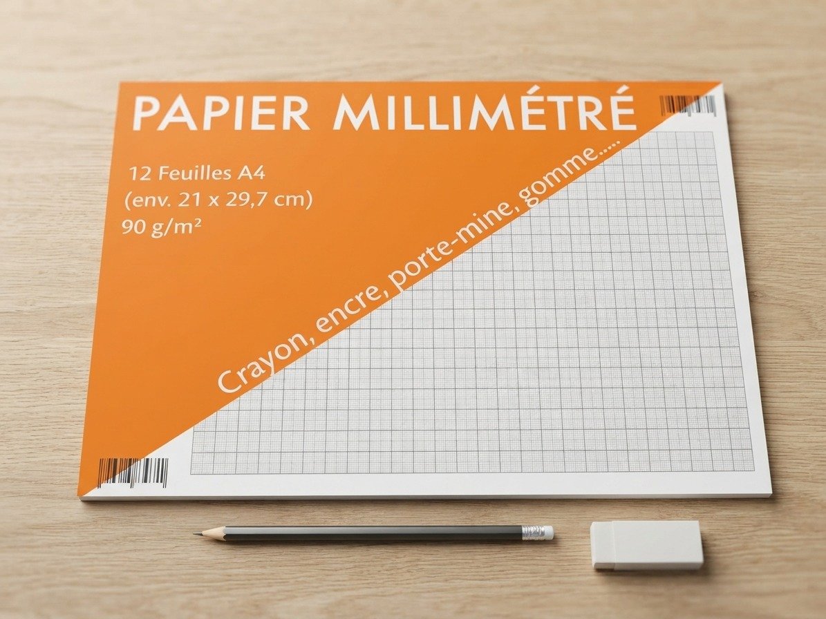 Pochette 12 feuilles millimétrées 21x29.7 cm 90g/m²