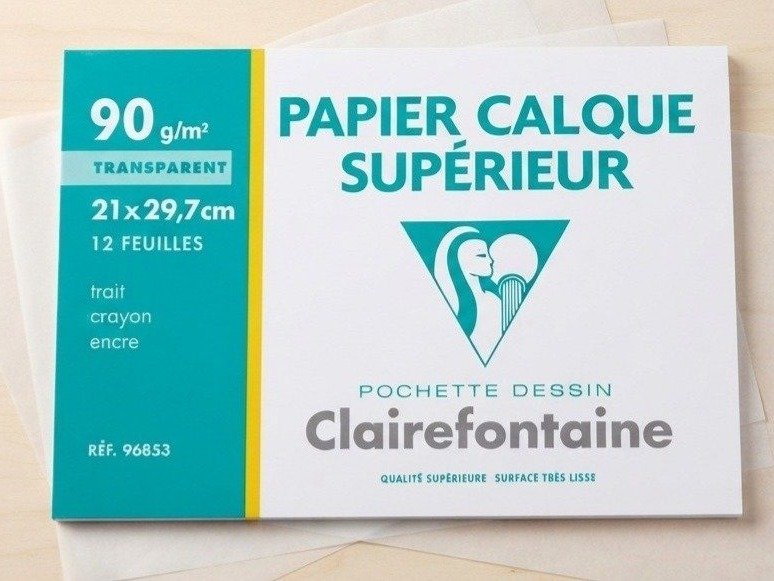 Pochette 12 feuilles papier calque 21x29.7 cm 90 g/m²