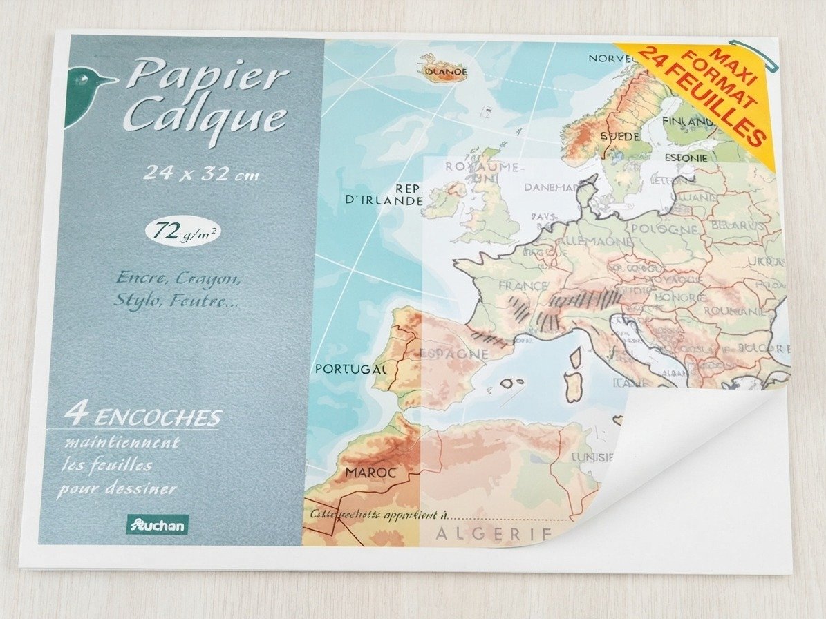 Pochette de 24 feuilles papier calque 24x32 72 g/m²