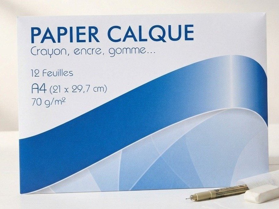 12 feuilles papier calque A4 70g/m²