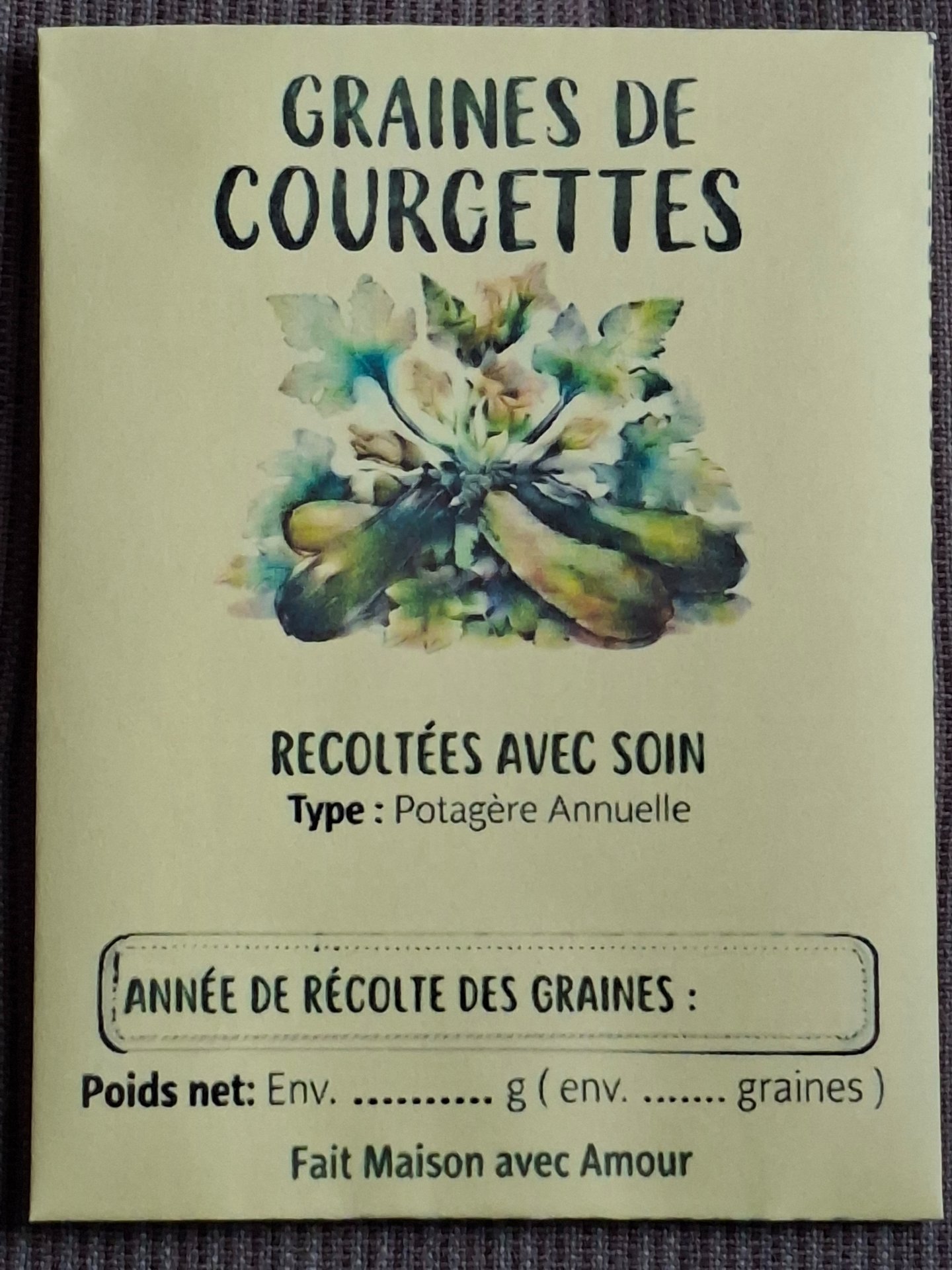 Sachet de graines de courgettes