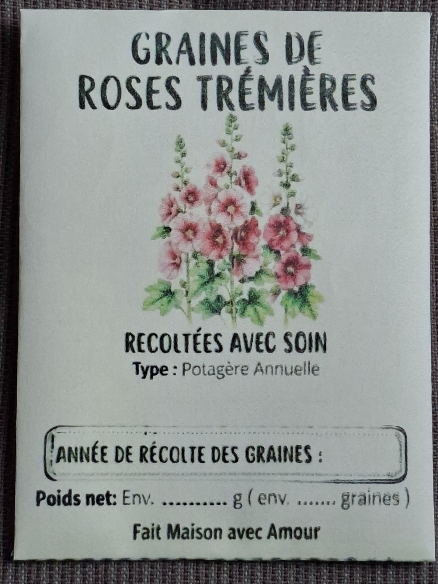 Sachet de graines de roses trémières