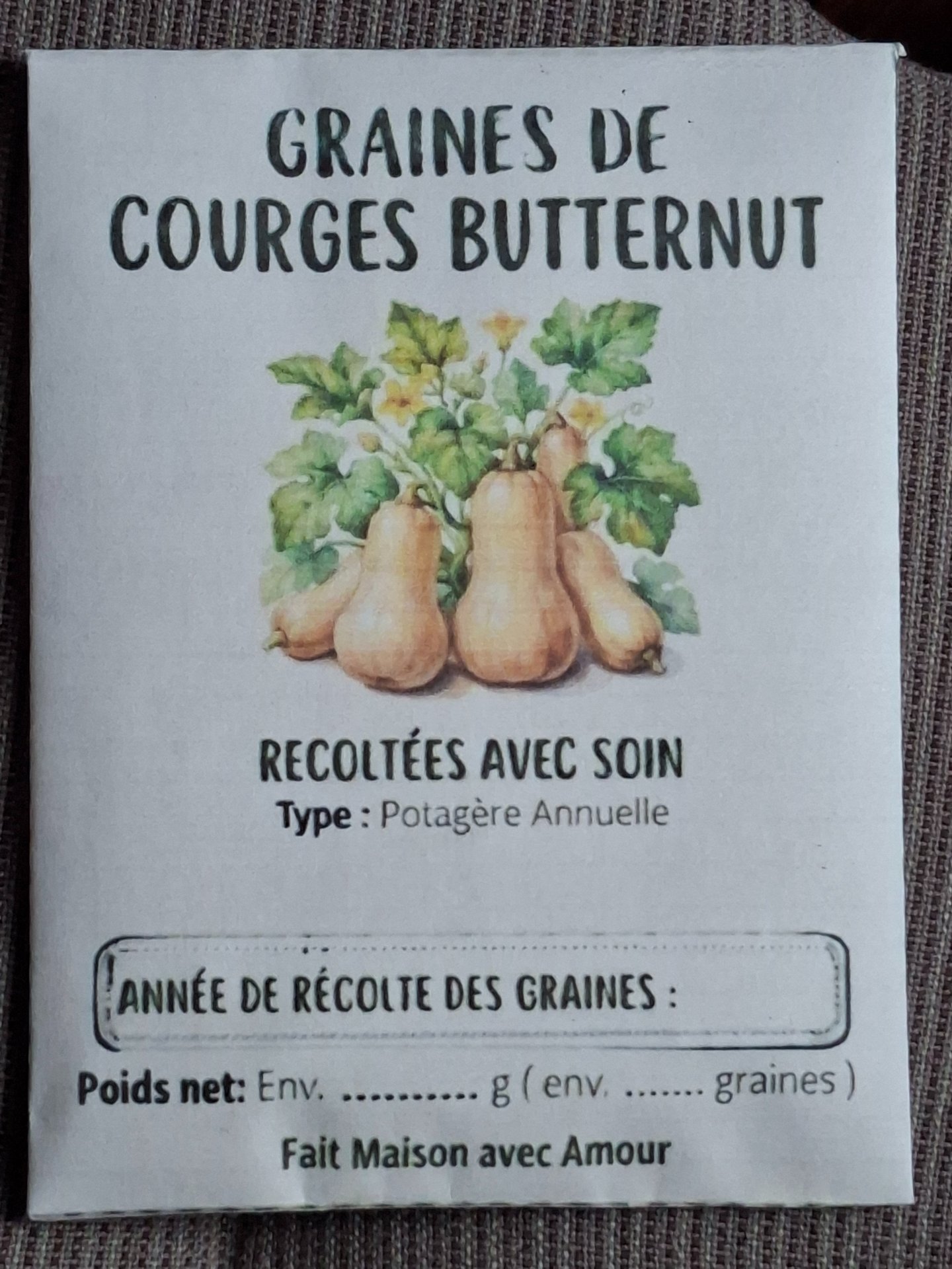 Sachet de graines de courges butternut