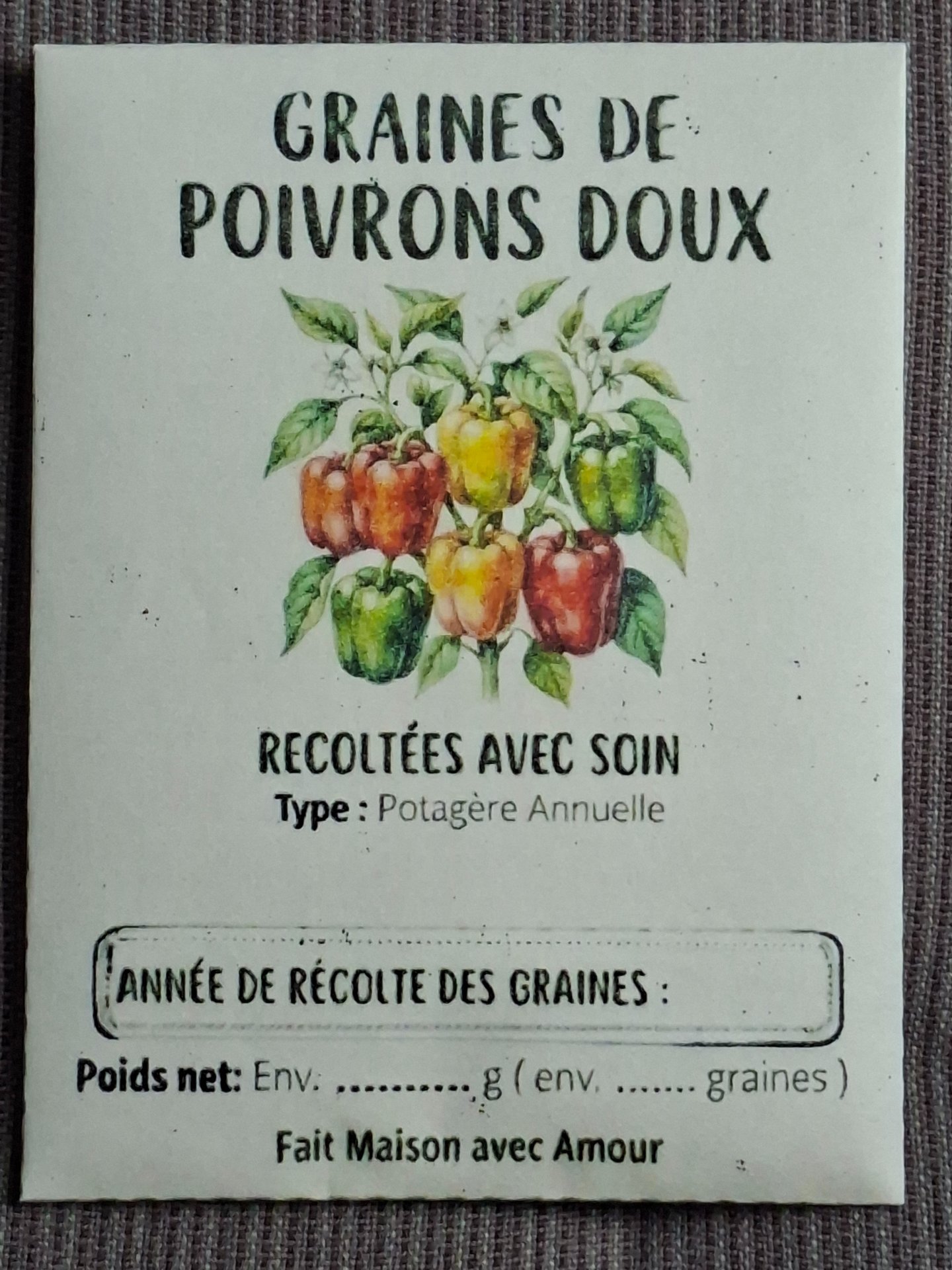 Sachet de grainesde poivrons doux