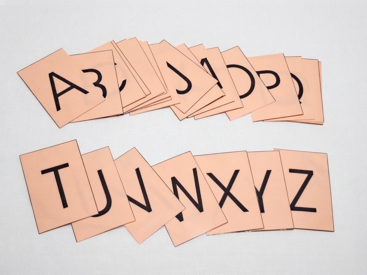 Cartes alphabétiques en écriture capitale