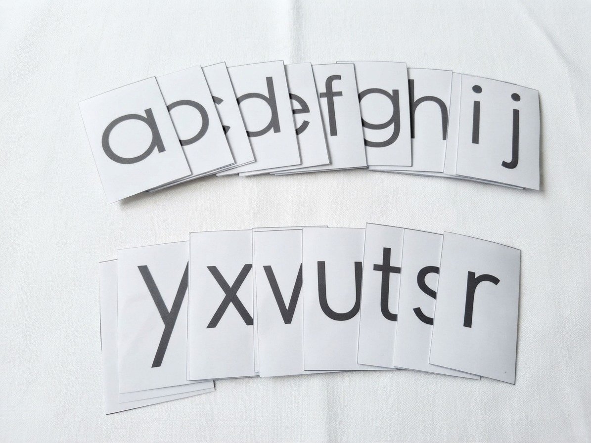 Cartes alphabétiques en écriture script