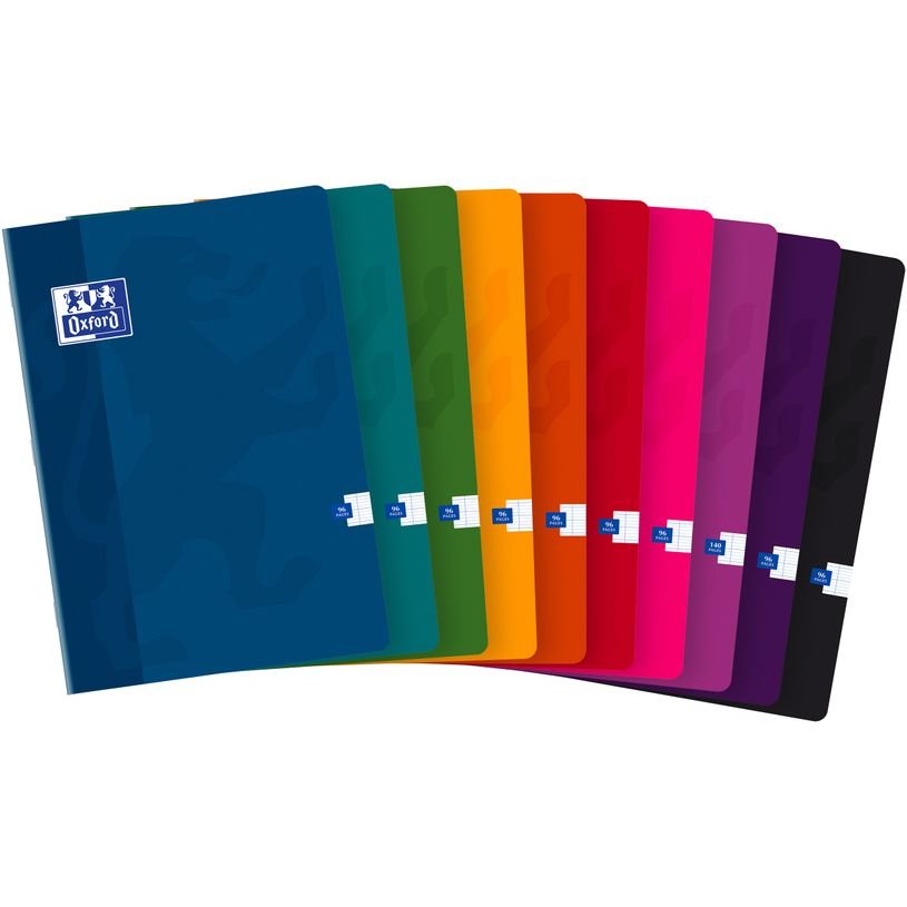 Oxford - Cahier A4 (21x29,7 cm) - 96 pages - grands carreaux (Seyes) - disponible dans différentes couleurs